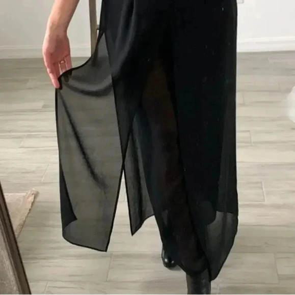 VINTAGE J.R. NITES Sheer Elegant Flared Black Pants, Women's 12 - Picture 3 of 7